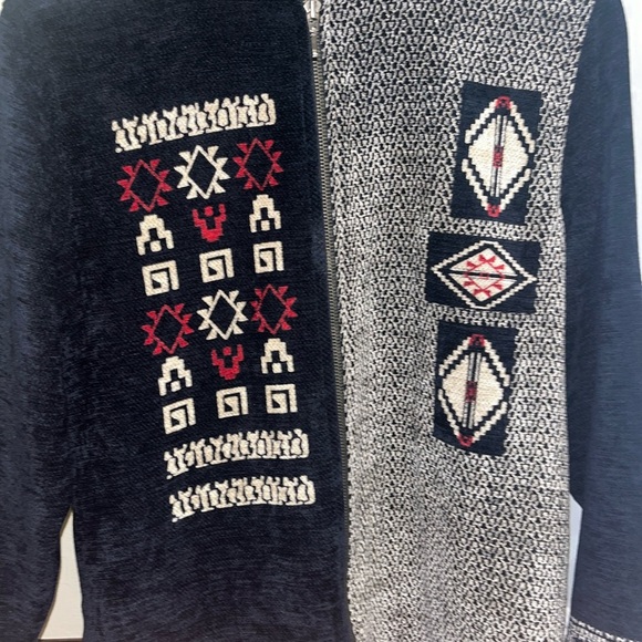 Chico's 0 Women Chenille Aztec Full Zip Sweater Cardigan Size Small Southwestern - Picture 2 of 7